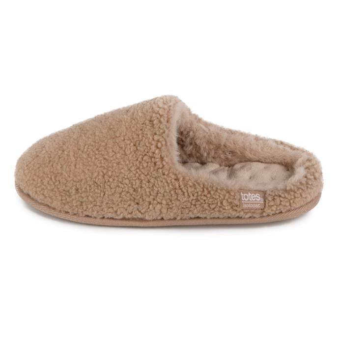 Isotoner® Ladies Curly Fur Mule Natural Extra Image 3